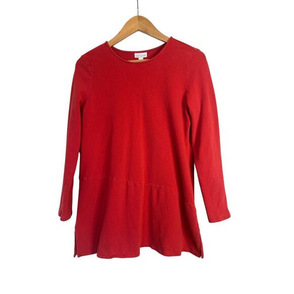 J. Jill Women's Side-Slit Soft Touch Brushed Cotton Seamed Tunic Top Size M Red - Picture 1 of 8